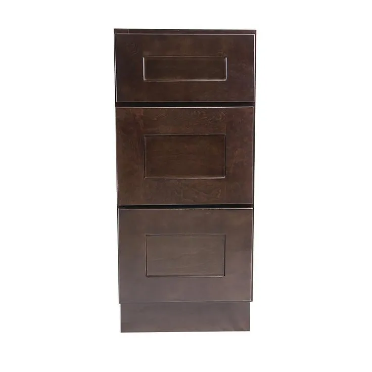 Brookings Plywood Ready to Assemble Shaker 15x34.5x24 in. 3-Drawer Base Kitchen Cabinet in Espresso, photo 3 of 13
