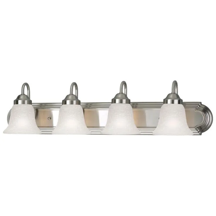 30 in. 4-Light Brushed Nickel Bathroom Vanity Light with Glass Shades, photo 2 of 9