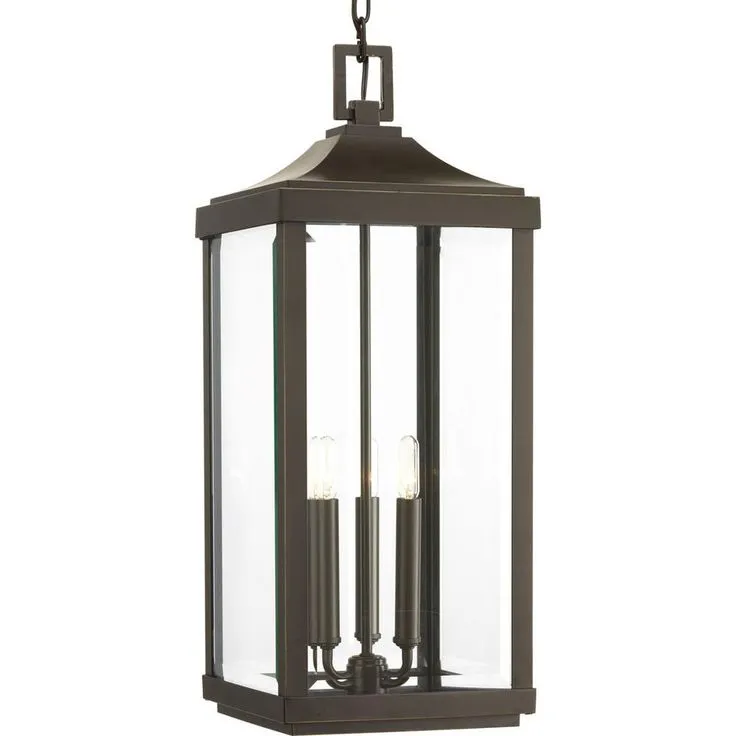 Gibbes Street Collection 3-Light Outdoor Antique Bronze Hanging Lantern, photo 4 of 6