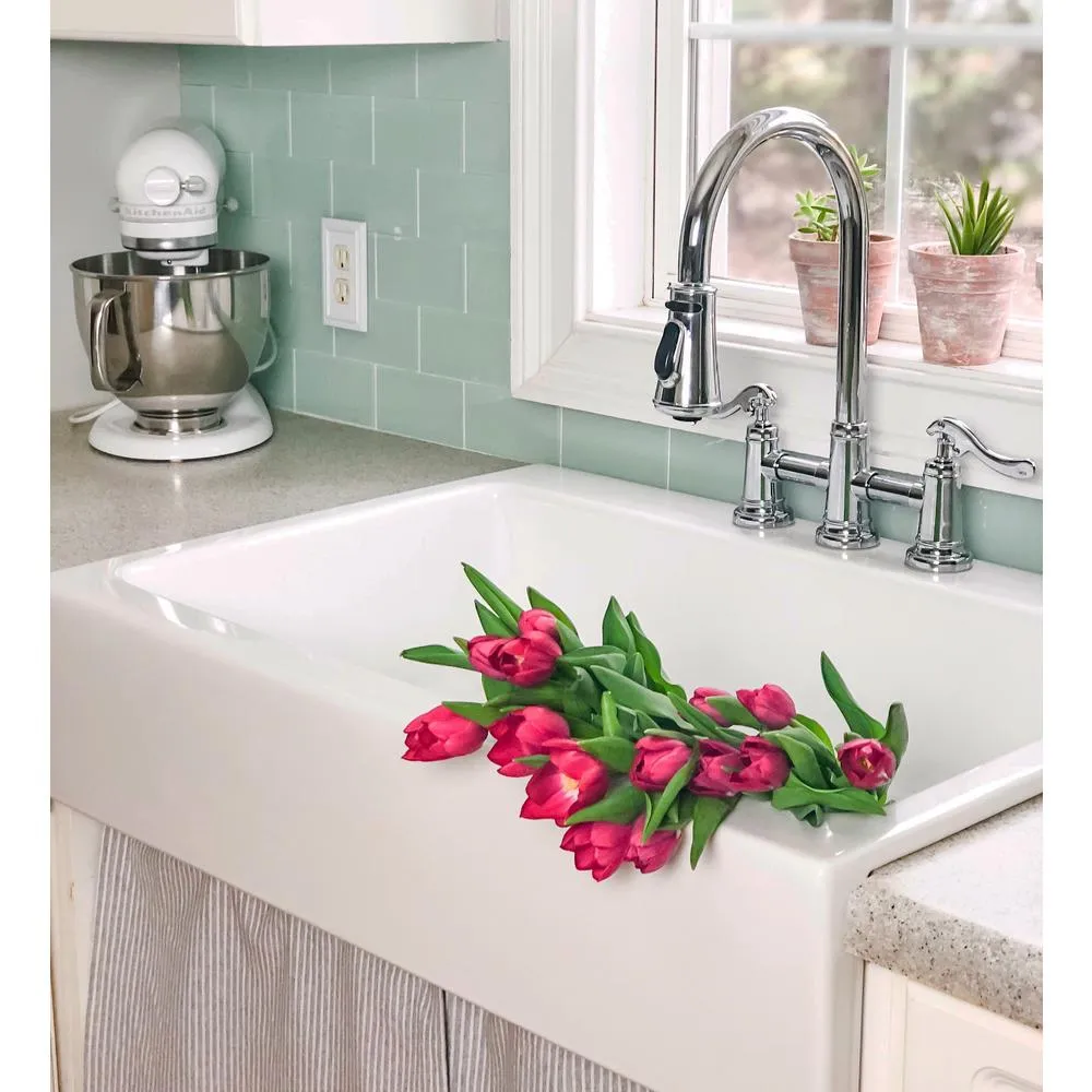 Josephine Quick-Fit Drop-in Farmhouse Fireclay 33.85 in. 3-Hole Single Bowl Kitchen Sink in Crisp White, photo 2 of 24