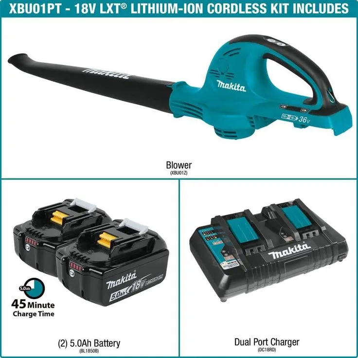 Makita 18-Volt X2 (36-Volt) 208 MPH 155 CFM LXT Lithium-Ion Cordless Blower Kit with (2) Batteries 5.0Ah and Charger, photo 2 of 8