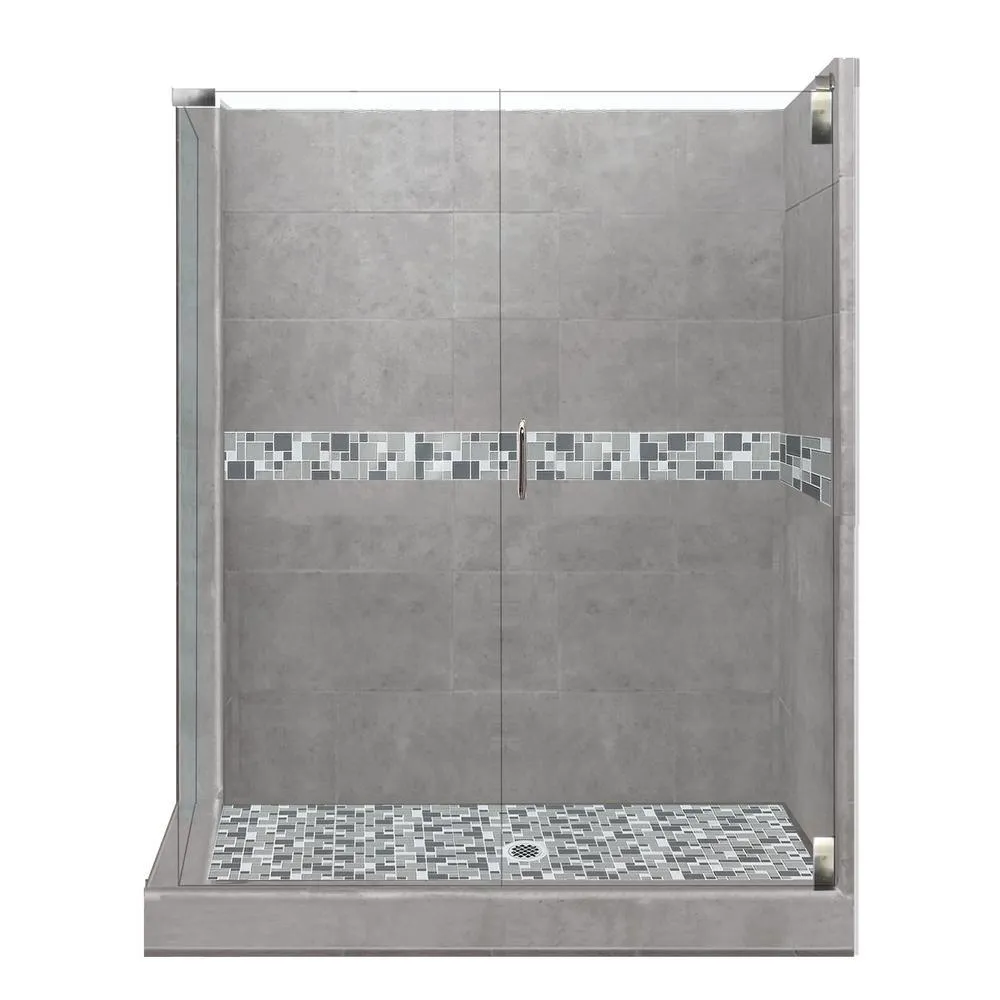 Del Mar Grand Hinged 36 in. x 42 in. x 80 in. Right-Hand Corner Shower Kit in Natural Buff and Chrome Hardware, photo 6 of 15