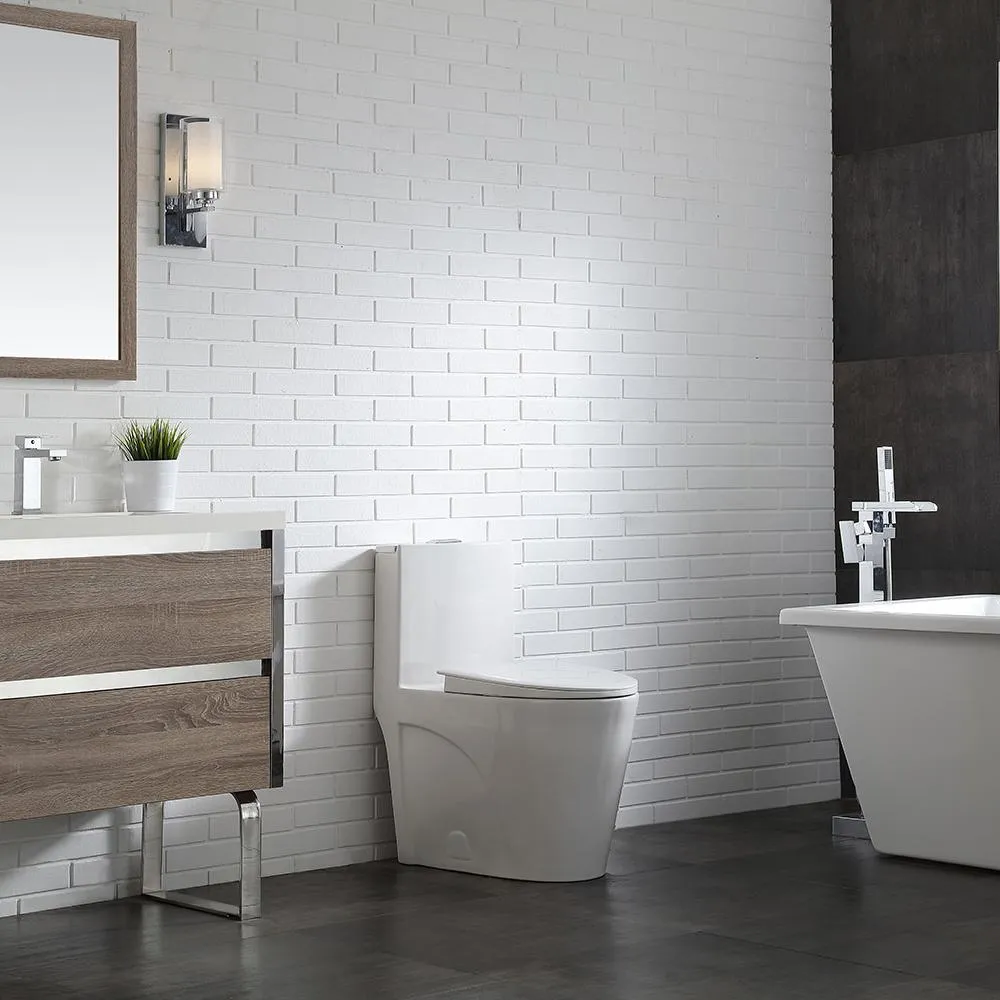 Buxton 1-Piece 1.6 GPF/1.1 GPF Dual Flush Elongated Toilet in White, photo 2 of 11
