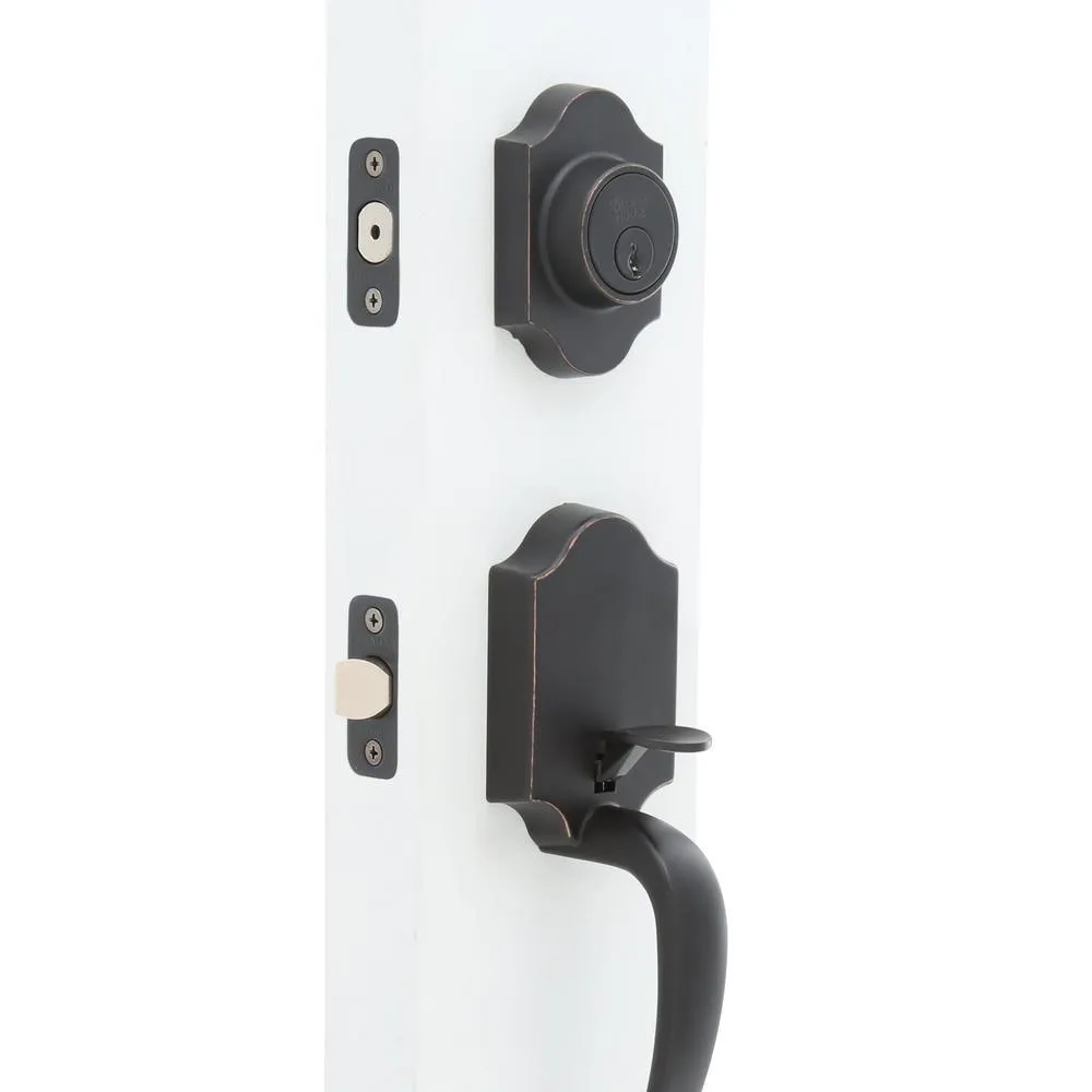 Sussex Oil-Rubbed Bronze Door Handleset with Springdale Lever Interior and Single Cylinder Deadbolt, photo 3 of 3