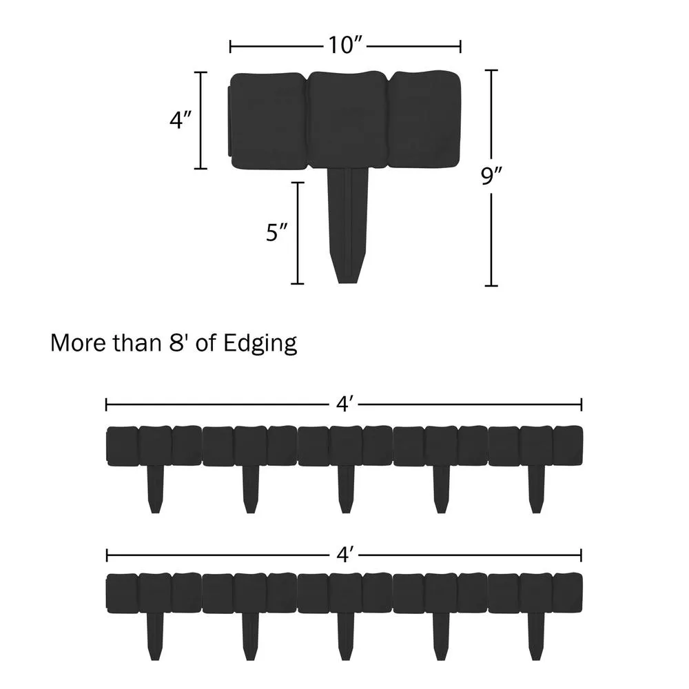 Pure Garden 0.75 in. x 10 in. x 9 in. Black Plastic Garden Edging Stone-Look Border (10-Piece), photo 3 of 6