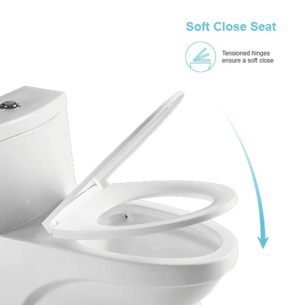 12 in. Rough-In 1-piece 1.1/ 1.6 GPF Dual Flush Elongated Siphonic Jet Toilet in White, Seat Included, photo 8 of 9