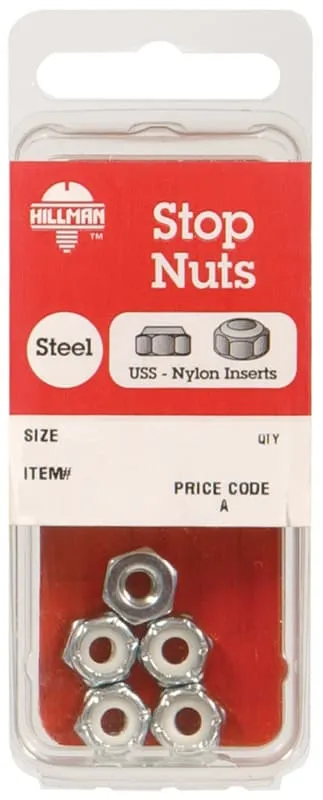Hillman #10-24 Zinc-Plated Steel USS Nylon Lock Nuts, 5-Pack, photo 2 of 2