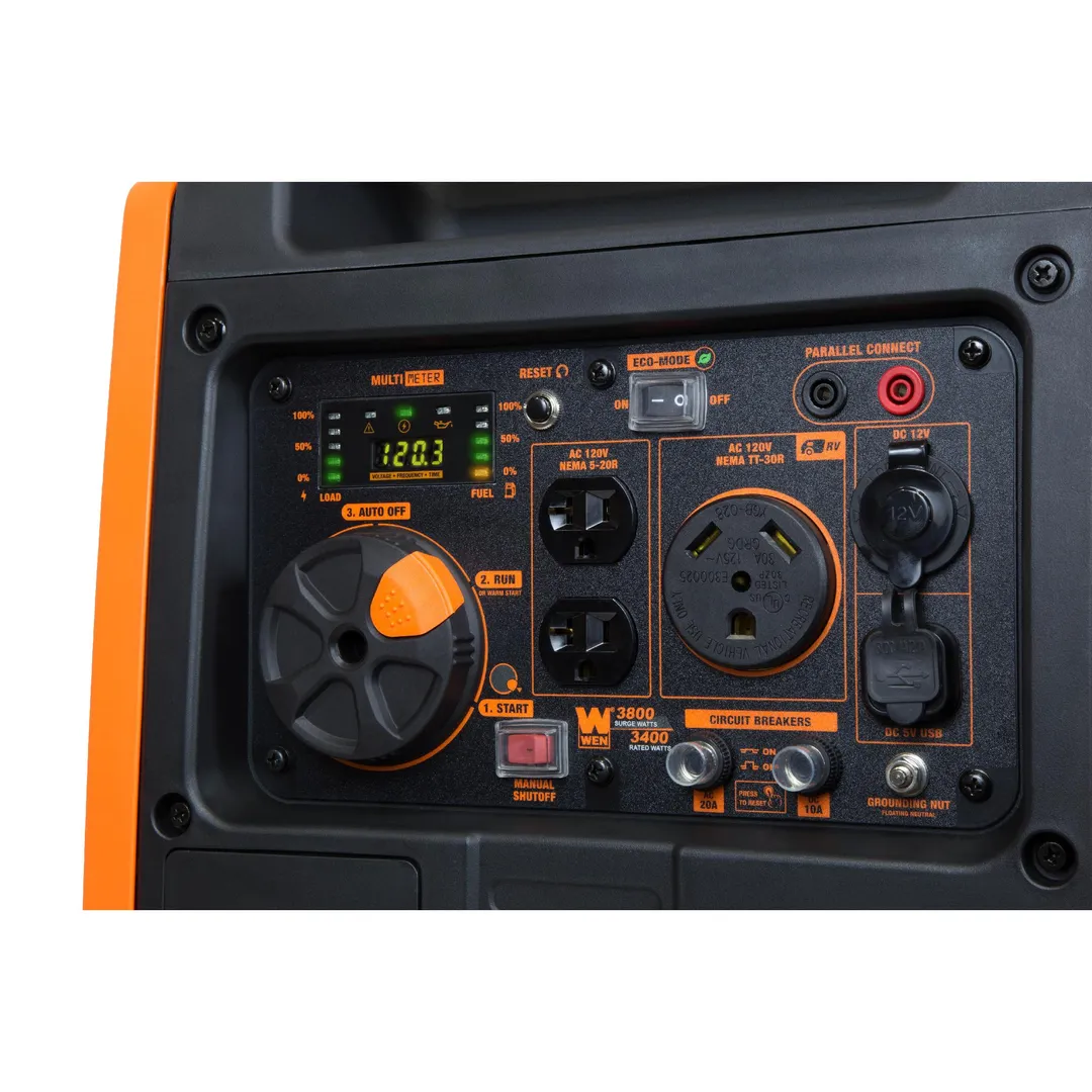 WEN Super Quiet 3800-Watt Gas-Powered RV-Ready Portable Inverter Generator with Fuel Shut-Off and Electric Start, photo 5 of 7
