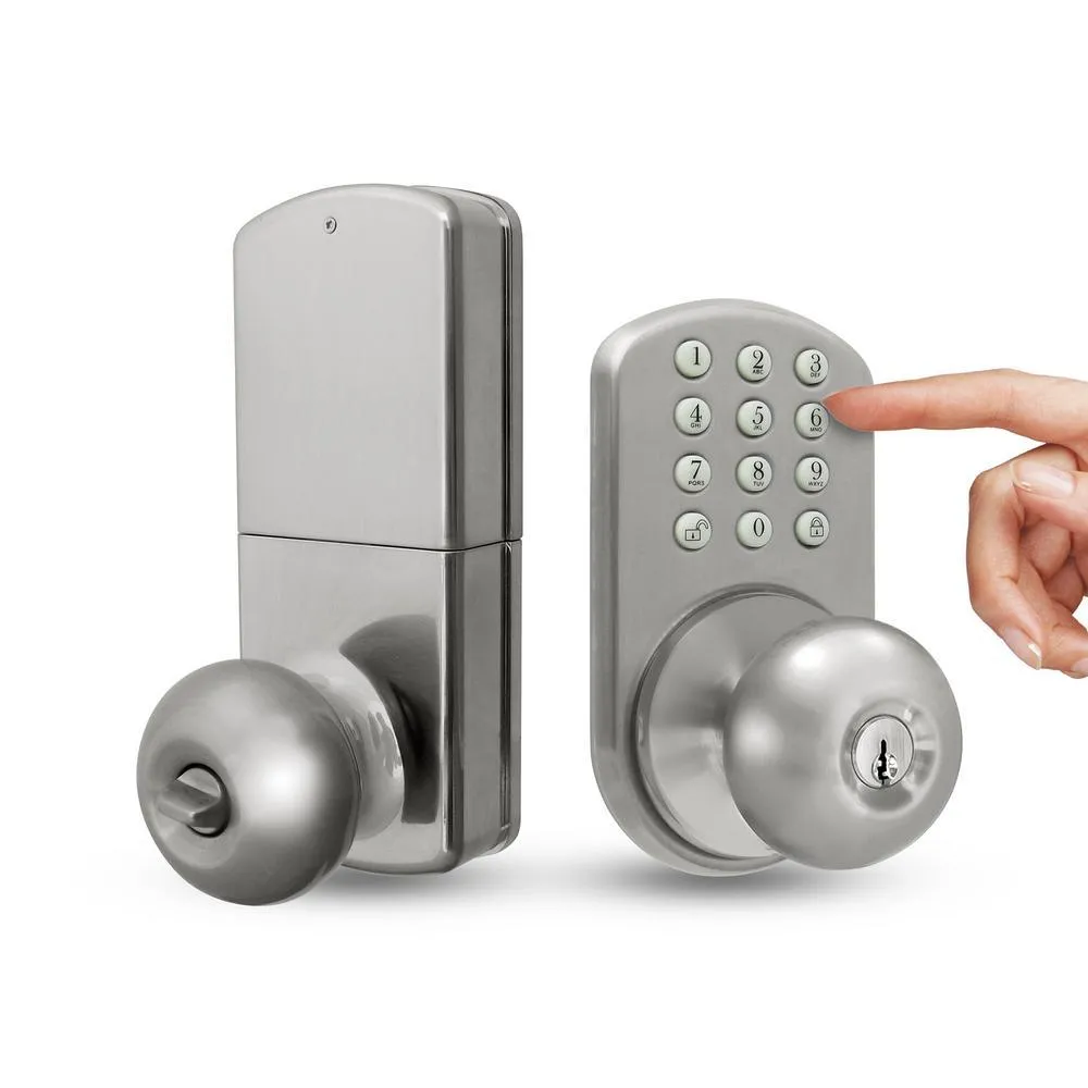 MiLocks Keyless Satin Nickel Entry Door Knob, photo 2 of 9