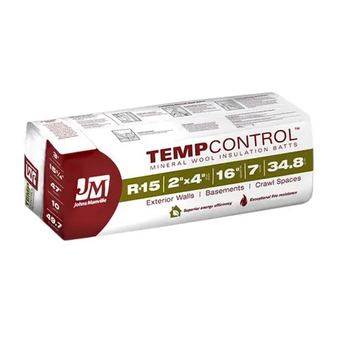 Mineral Wool TempControl Batts, R-15, 3-1/2 × 23 × 47 in, Bag of 7