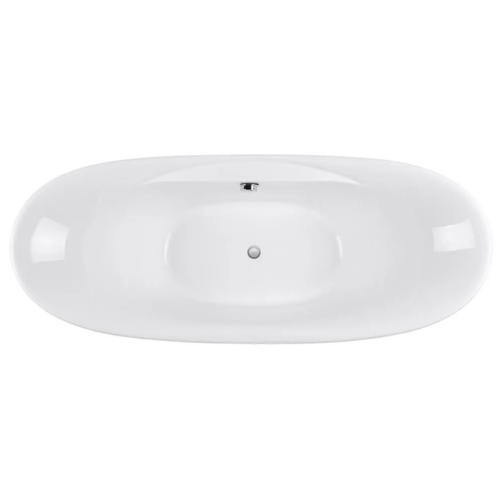 66.96 in. Acrylic Center Drain Oval Double Slipper Flatbottom Freestanding Bathtub in White, photo 4 of 9