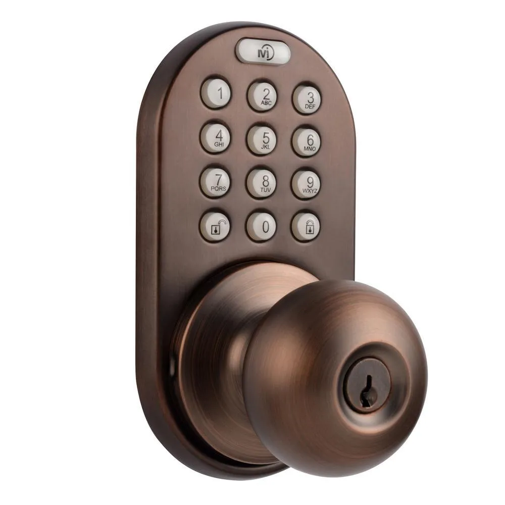 Morning Industry Satin Nickle Single-Cylinder Electronic Door Knob with Keyless Back-Lit Keypad Entry, photo 9 of 10