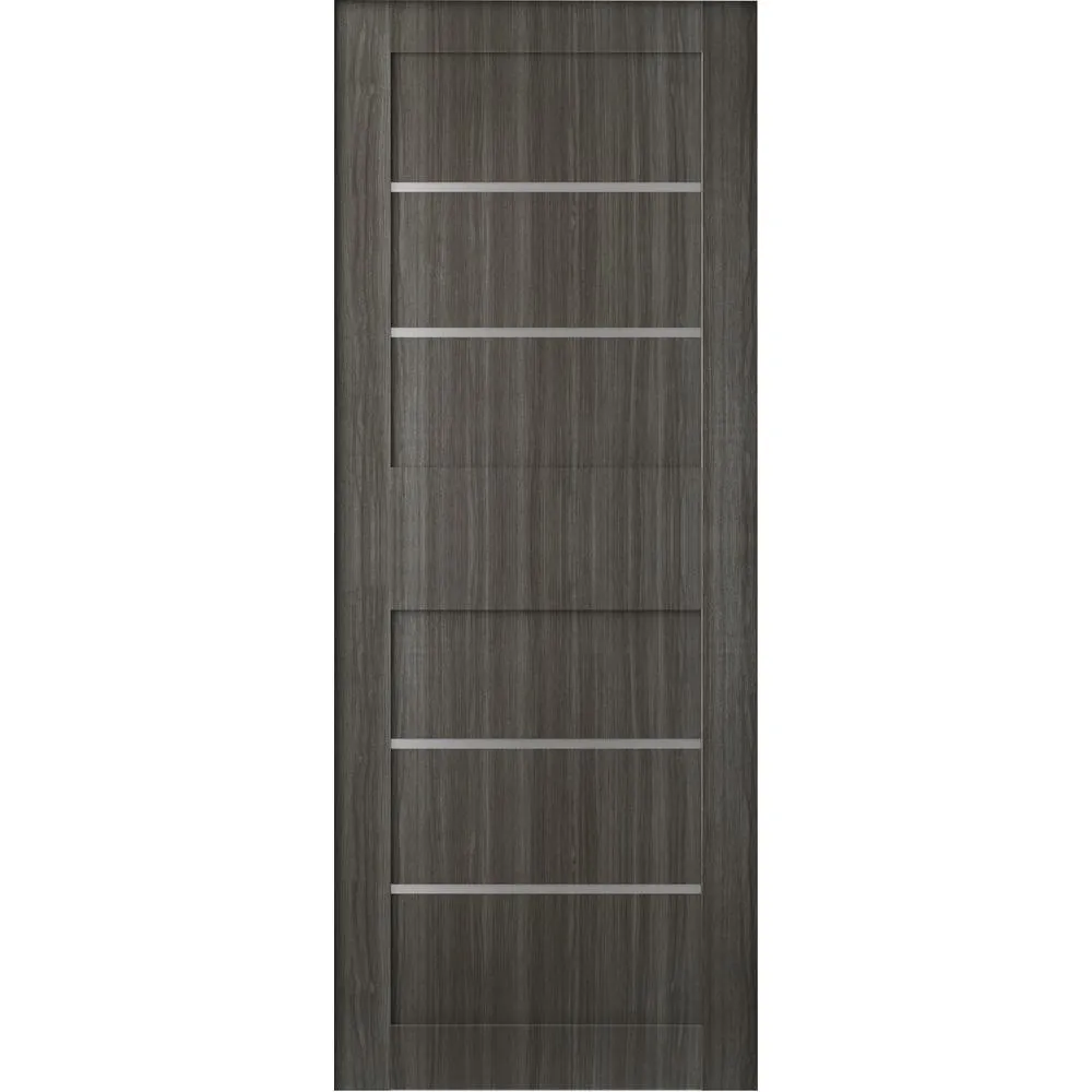 Belldinni 30 in. x 80 in. Liah Gray Oak Finished Frosted Glass 4-Lite Solid Core Wood Composite Interior Door Slab No Bore, photo 5 of 6