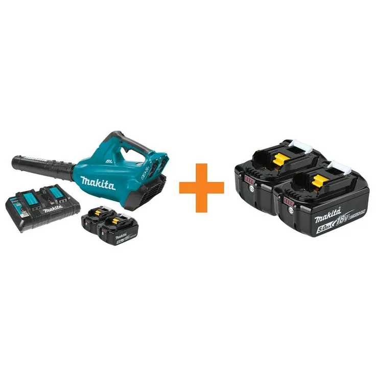 Makita 18-Volt X2 (36-Volt) LXT Lithium-Ion Brushless Cordless Blower Kit w/(2) 18V 5.0Ah Batteries and BONUS 5.0Ah Battery 2Pk, photo 5 of 10