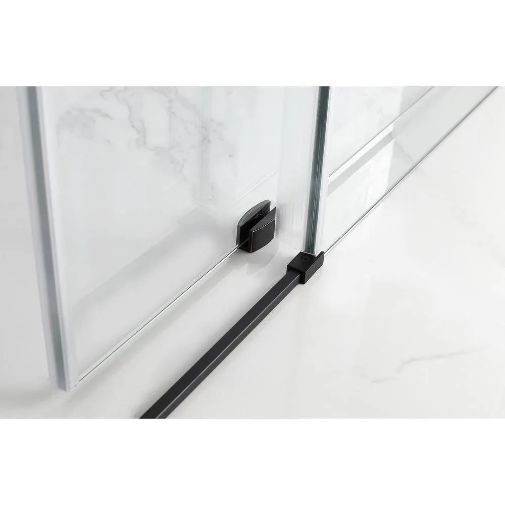 Kamaya 56 - 60 in. x 76 in. Completely Frameless Sliding Shower Door in Matte Black, Right Opening, photo 4 of 8
