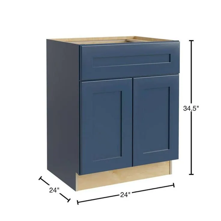 Home Decorators Collection Newport 24 in. W x 24 in. D x 34.5 in. H Assembled Plywood Sink Base Kitchen Cabinet in Mythic Blue with Soft Close, photo 2 of 6