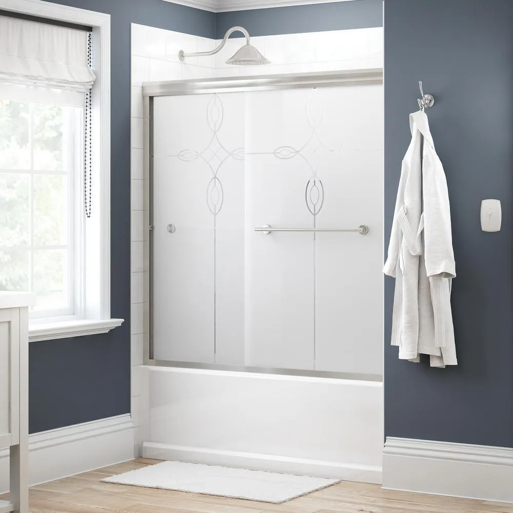 Crestfield 60 in. x 58-1/8 in. Semi-Frameless Traditional Sliding Bathtub Door in Bronze with Transition Glass, photo 62 of 67