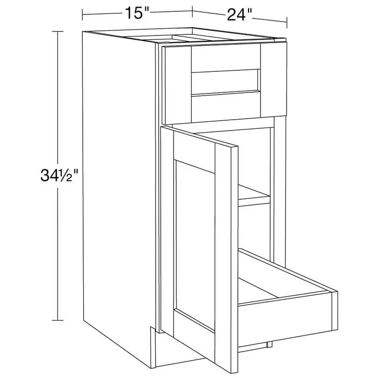 Home Decorators Collection Washington Vessel Blue Plywood Shaker Assembled Base Kitchen Cabinet FH 1 ROT Sft Cls Left 15 in W x 24 in D x 34.5 in H, photo 4 of 6