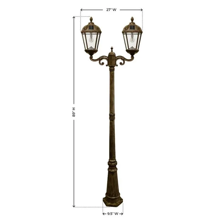 Gama Sonic Royal Bulb Series 2-Head Weathered Bronze Integrated LED Outdoor Solar Lamp Post with the GS Solar LED Light Bulb, photo 3 of 3