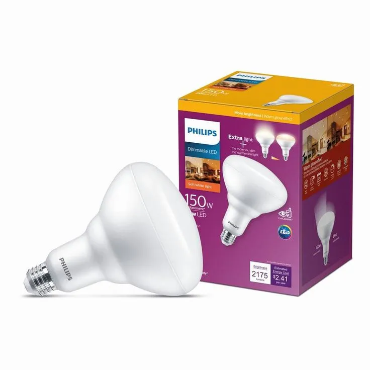 Philips 150-Watt Equivalent BR40 Dimmable with Warm Glow Dimming Effect Energy Saving LED Light Bulb Soft White (2700K) (1-Bulb), photo 7 of 8