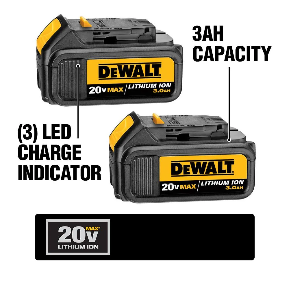 DEWALT 20-Volt MAX Premium Lithium-Ion 3.0Ah Battery Pack (2-Pack), photo 2 of 17