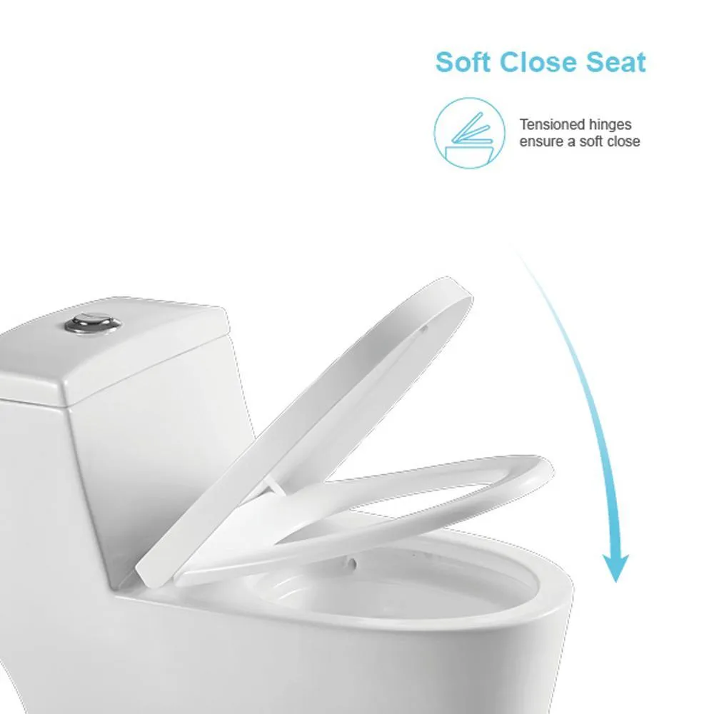 12 in. Rough-In 1-piece 1.1/ 1.6 GPF Dual Flush Elongated Siphonic Jet Toilet in White, Seat Included, photo 5 of 6