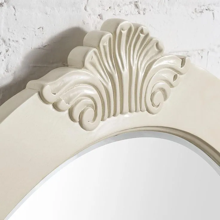 30 in. W x 38 in. H Framed Oval Beveled Edge Bathroom Vanity Mirror in antique white, photo 6 of 6