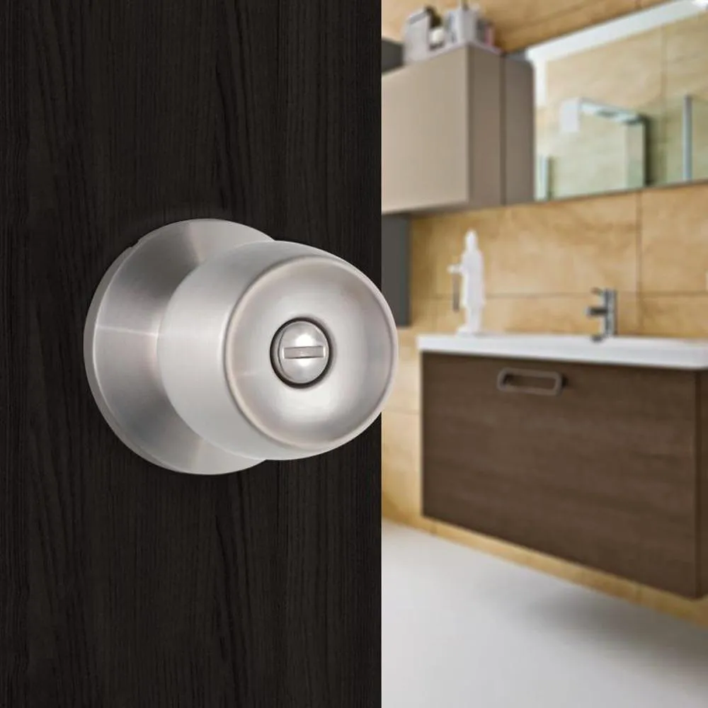Malaga Satin Stainless Steel Privacy Door Knob Lockset, photo 3 of 4