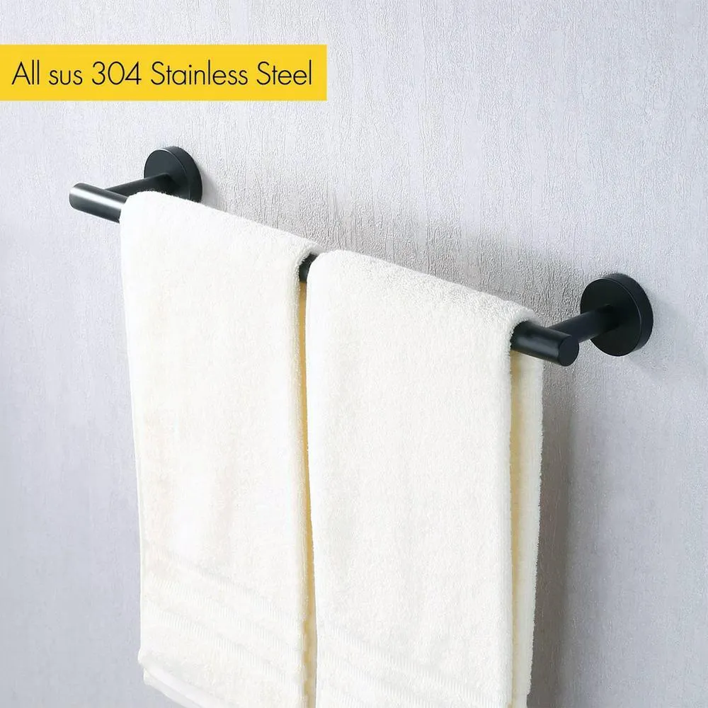 ruiling 24 in. Wall mount Towel Bar in Stainless Steel Matte Black, photo 4 of 11