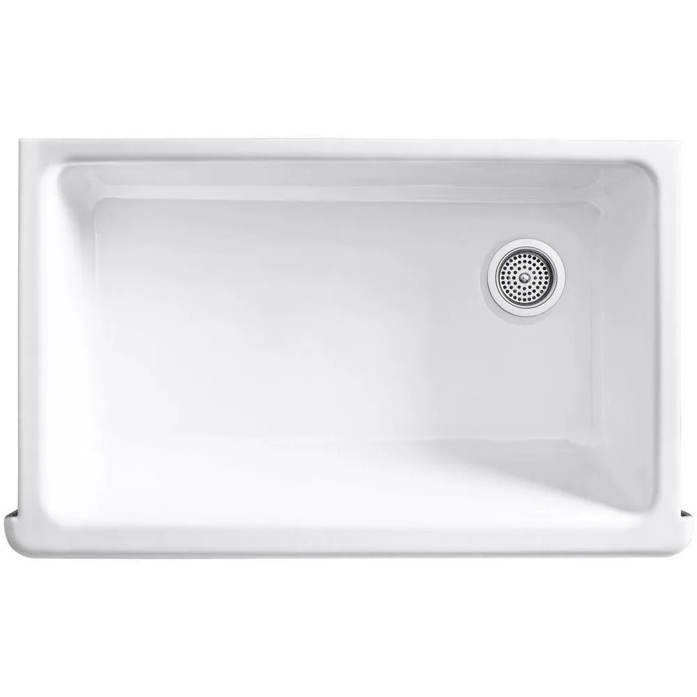 Whitehaven Farmhouse Undermount Self-Trimming Apron Front Cast Iron 36 in. Single Bowl Kitchen Sink in White, photo 12 of 16