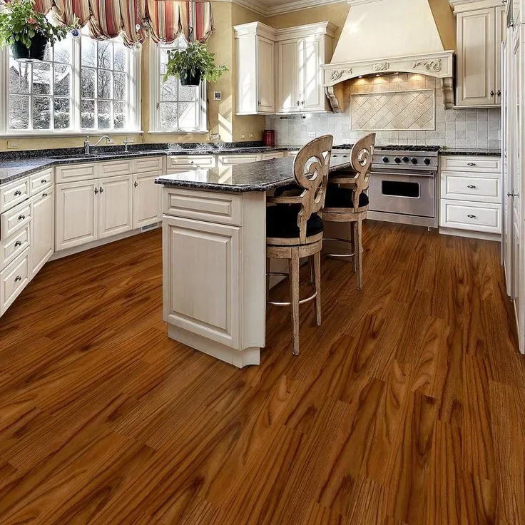 TrafficMaster Teak 6 in. W x 36 in. L Luxury Vinyl Plank Flooring (24 sq. ft. / case), photo 9 of 15
