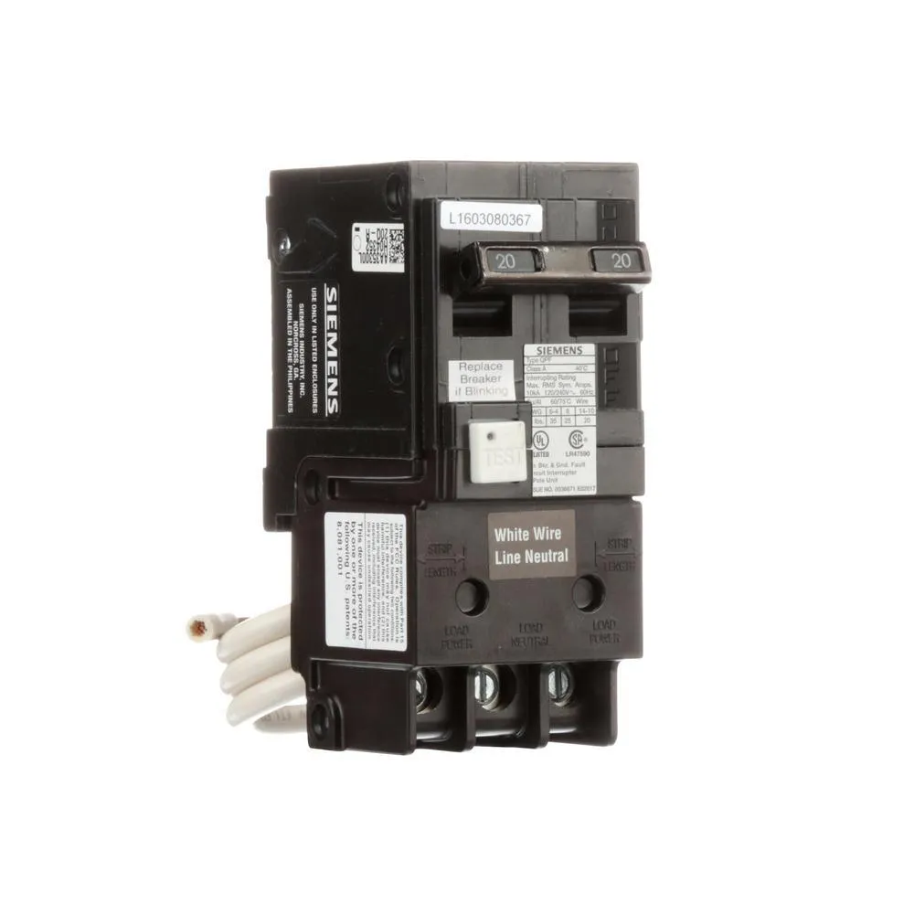Siemens 20 Amp Double Pole Type QPF2 GFCI Circuit Breaker, photo 4 of 7
