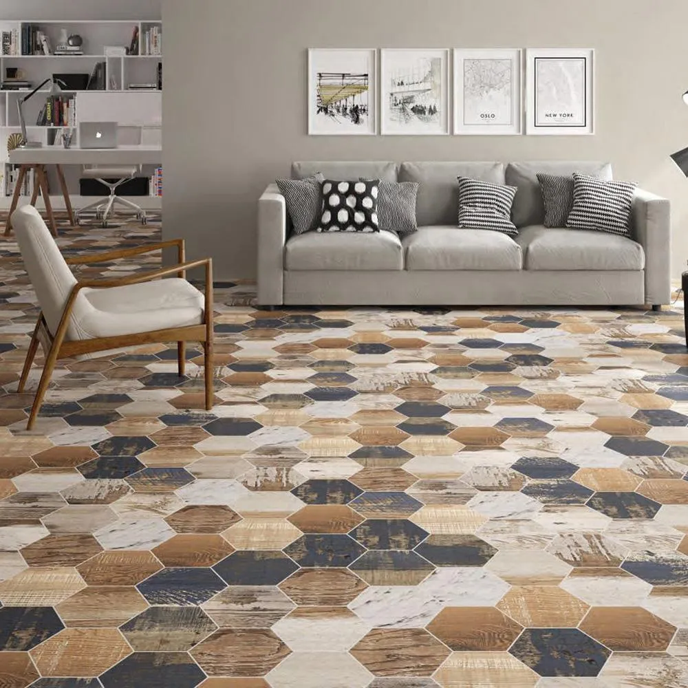 Merola Tile Gaugin Hex Catan Shadow 8-5/8 in. x 9-7/8 in. Porcelain Floor and Wall Tile (11.56 sq. ft. per case), photo 2 of 21