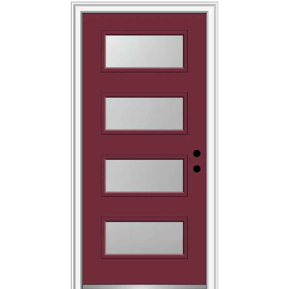 MMI Door 36 in. x 80 in. Celeste Left-Hand Inswing 4-Lite Frosted Glass Painted Steel Prehung Front Door on 6-9/16 in. Frame, photo 23 of 52