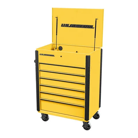 34 in., 6-Drawer Full-Bank Service Cart, Yellow