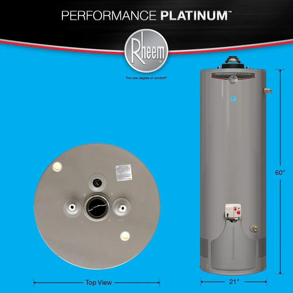 Performance Platinum 40 Gal. Tall 12-Year 38,000 BTU Ultra Low NOx (ULN) Natural Gas Power Damper Tank Water Heater, photo 2 of 6