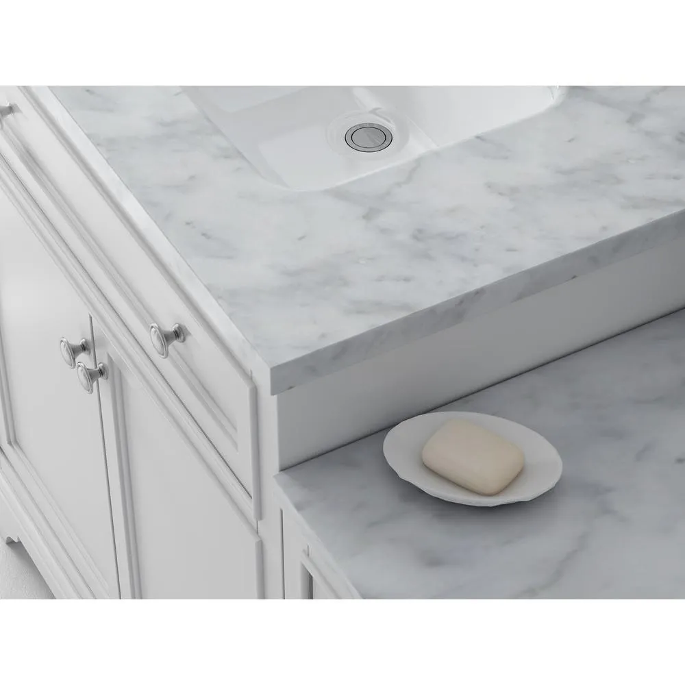 Mornington 54 in. W x 21 in. D Single Bath Vanity in White with Marble Vanity Top in White with White Sink, photo 5 of 8