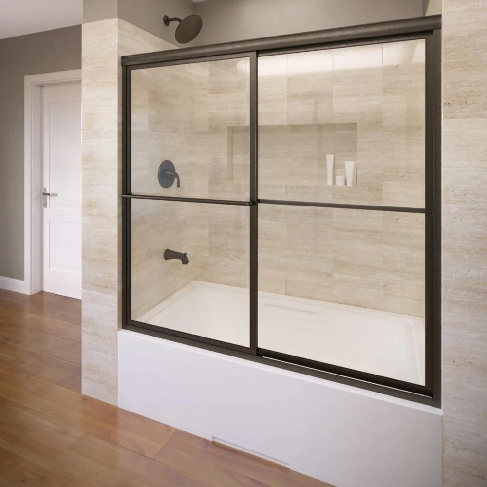 Deluxe 59 in. x 58-1/2 in. Clear Framed Sliding Tub Door in Oil Rubbed Bronze, photo 13 of 18