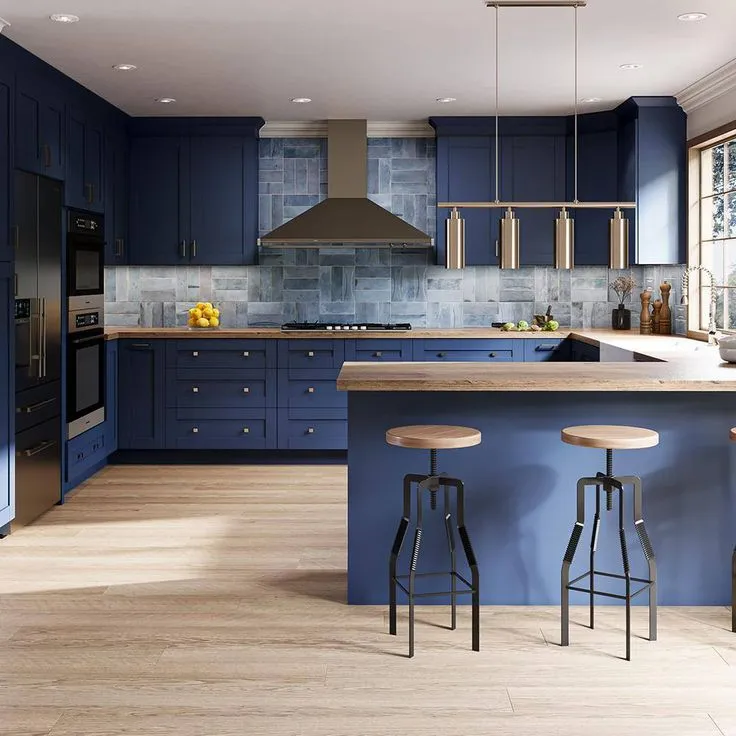 Home Decorators Collection Washington 18 in. W x 24 in. D x 34.5 in. H Vessel Blue Plywood Shaker Assembled Base Kitchen Cabinet Left Cutlery Tray, photo 3 of 6