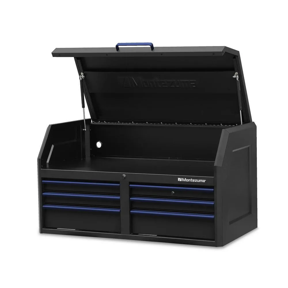 24 in. x 46 in. 17-Drawer Tool Chest and Cabinet Combo with Power and USB Outlets in Black and Blue, photo 7 of 15