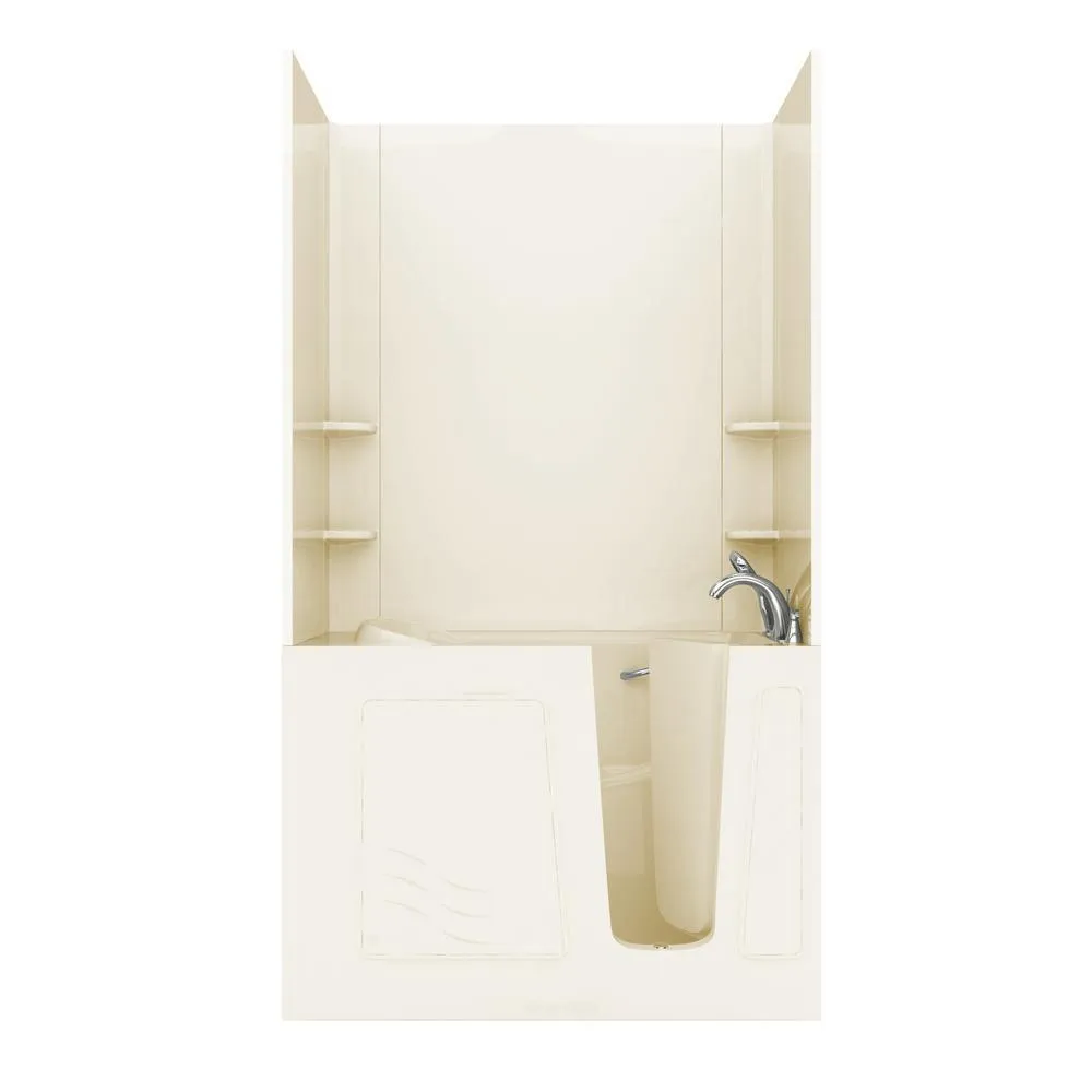 Universal Tubs Rampart Nova Heated 3.9 ft. Walk-in Whirlpool and Air Bathtub with Flat Easy Up Adhesive Wall Surround, Right Drain, White, photo 32 of 42