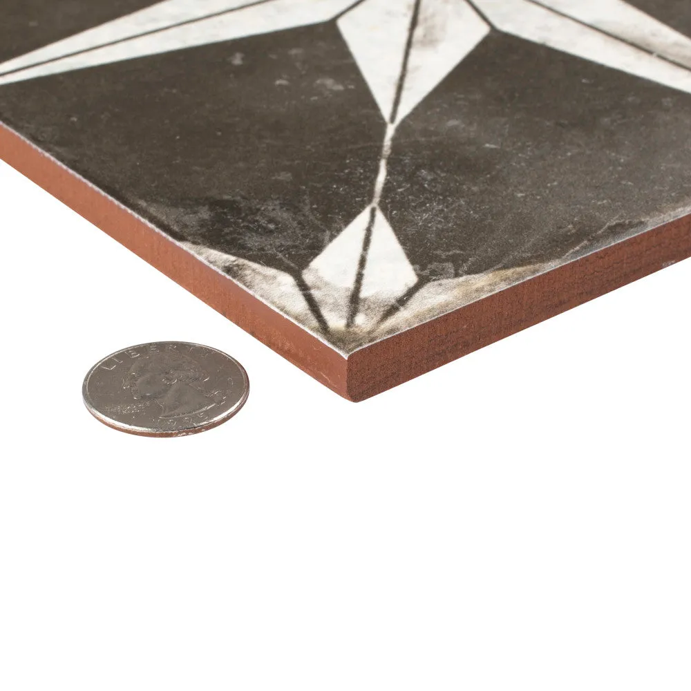 Merola Tile Kings Star Night 17-5/8 in. x 17-5/8 in. Ceramic Floor and Wall Tile, Low Sheen, Black, photo 6 of 8