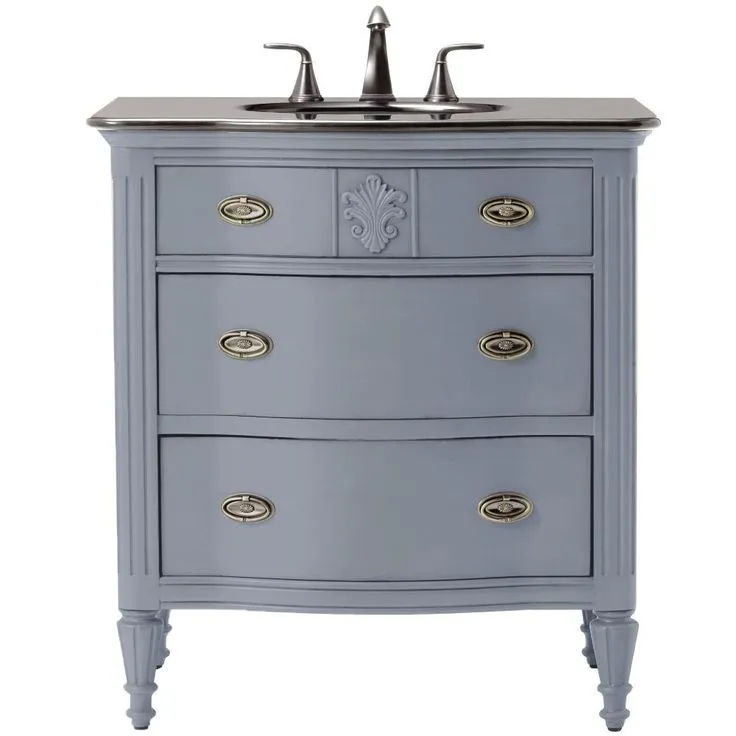 Wellington 44 in. W x 22 in. D Bath Vanity in Ivory with Granite Vanity Top in Black with White Sink, photo 3 of 10