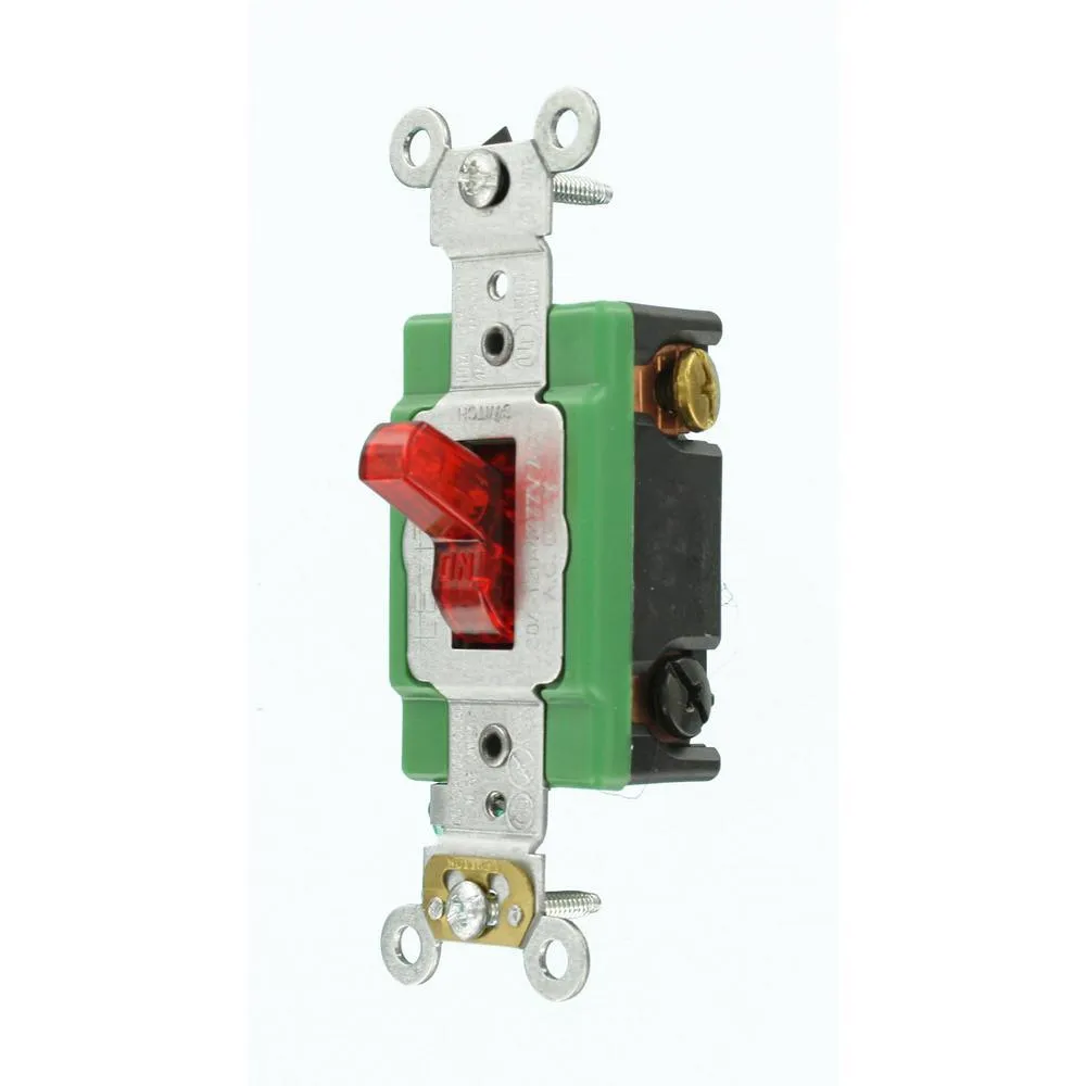 30 Amp Industrial Grade Heavy Duty Double-Pole Pilot Light Toggle Switch, Red, photo 3 of 5