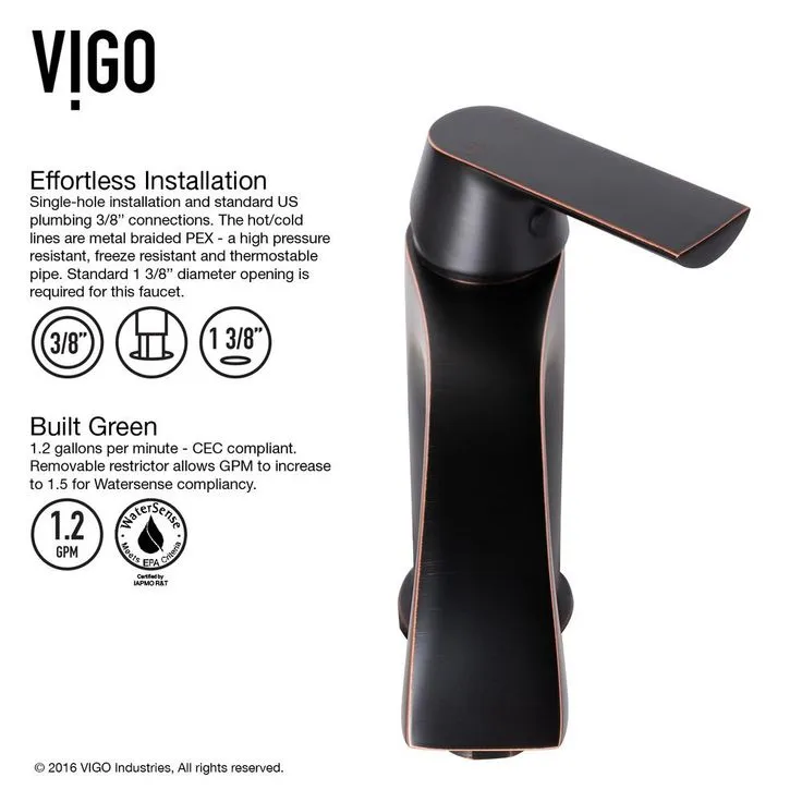 VIGO Glass Vessel Bathroom Sink in Amber Sunset and Linus Faucet Set in Antique Rubbed Bronze, photo 7 of 11