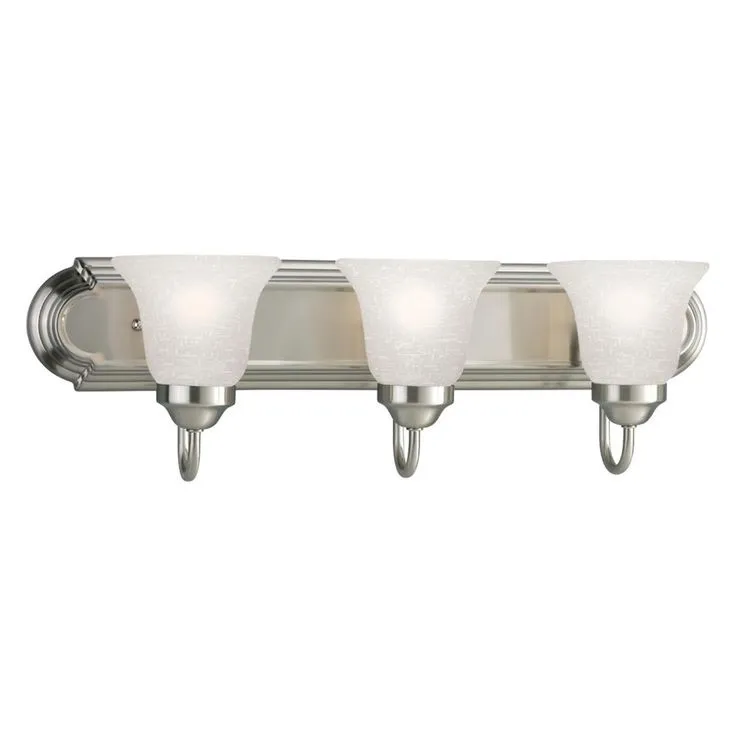 24 in. 3-Light Brushed Nickel Bathroom Vanity Light with Glass Shades, photo 7 of 8