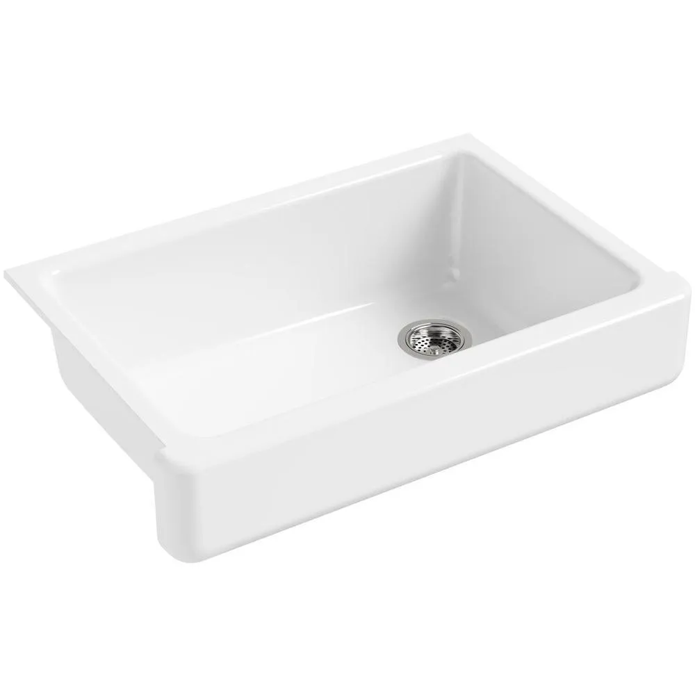 Whitehaven Farmhouse Undermount Self-Trimming Apron Front Cast Iron 36 in. Single Bowl Kitchen Sink in White, photo 15 of 16