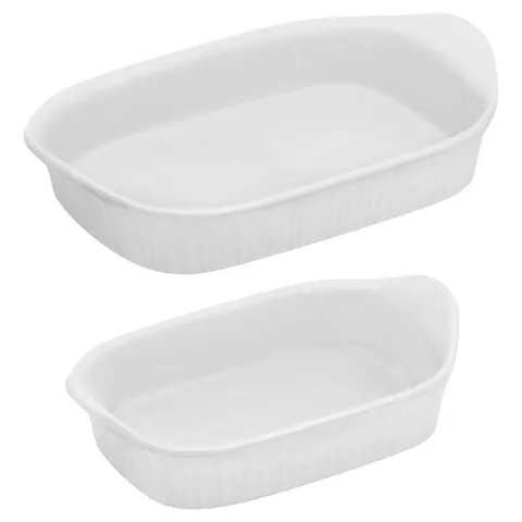 French White 2-Piece Ceramic Bakeware Set