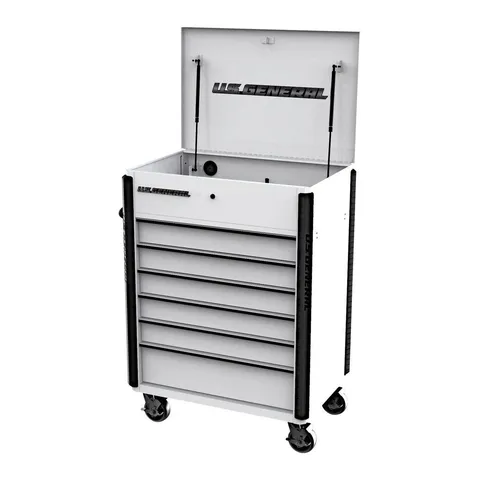 34 × 23 in, 6-Drawer Full-Bank Service Cart, White