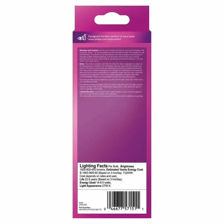 Philips 40-Watt/60-Watt/100-Watt Equivalent A21 Energy Saving 3 Way LED Light Bulb Soft White (2700K), photo 4 of 8
